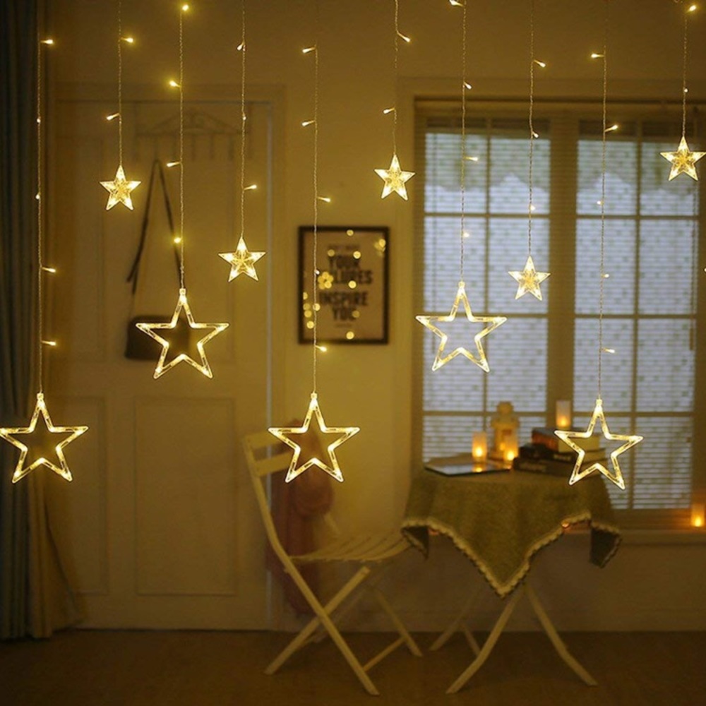 Twinkle 12 Stars 138 LED Curtain String Lights - Picture 2 of 8